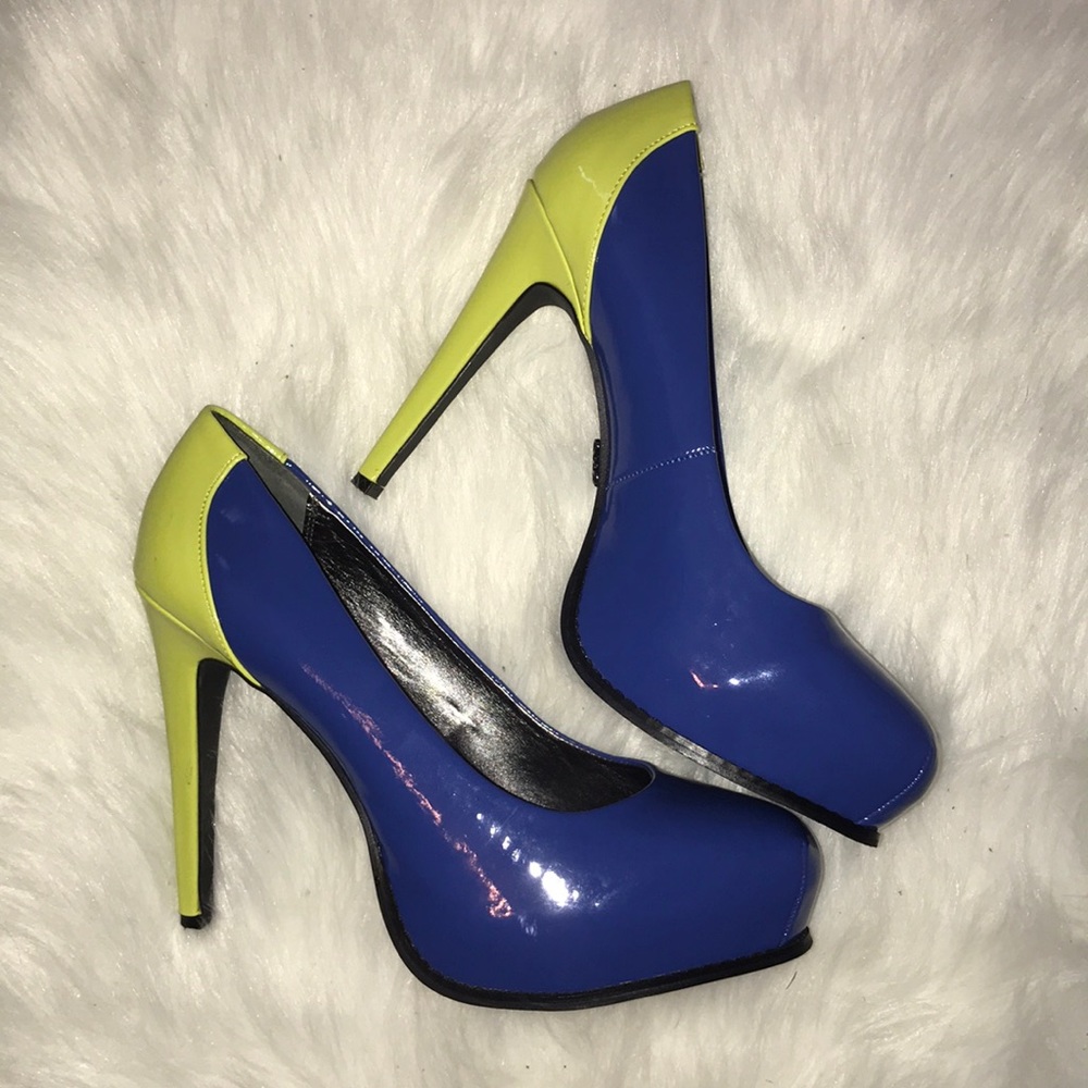Color Blocked Patent Leather Heels